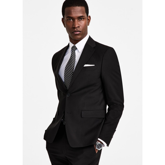 Calvin Klein Men Skinny Fit Wool Blend Suit Jacket Black Size 36S - Picture 1 of 4